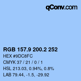 Color code: RGB 157.9 200.2 252 | qconv.com
