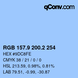 Color code: RGB 157.9 200.2 254 | qconv.com
