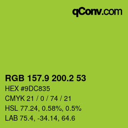 カラーコード: RGB 157.9 200.2 53 | qconv.com