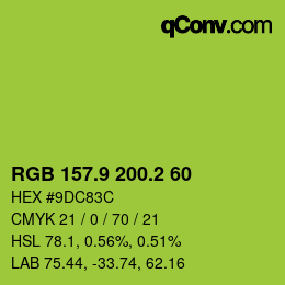 カラーコード: RGB 157.9 200.2 60 | qconv.com