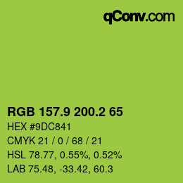カラーコード: RGB 157.9 200.2 65 | qconv.com