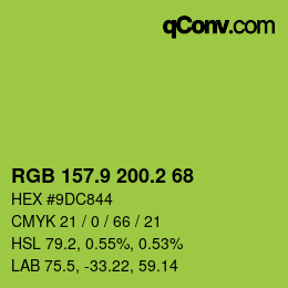 カラーコード: RGB 157.9 200.2 68 | qconv.com