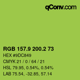 カラーコード: RGB 157.9 200.2 73 | qconv.com