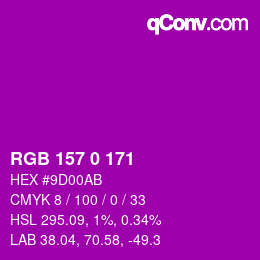 Color code: RGB 157 0 171 | qconv.com