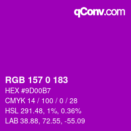 カラーコード: RGB 157 0 183 | qconv.com