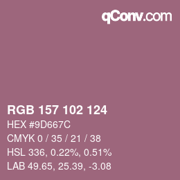 カラーコード: RGB 157 102 124 | qconv.com