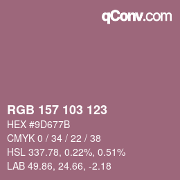 Color code: RGB 157 103 123 | qconv.com