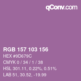 カラーコード: RGB 157 103 156 | qconv.com