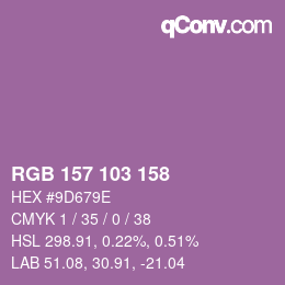 颜色代码: RGB 157 103 158 | qconv.com