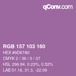 カラーコード: RGB 157 103 160 | qconv.com