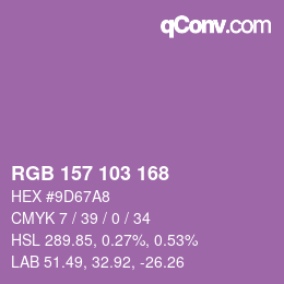 颜色代码: RGB 157 103 168 | qconv.com