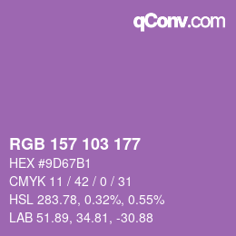 カラーコード: RGB 157 103 177 | qconv.com