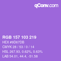 Color code: RGB 157 103 219 | qconv.com