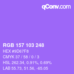 Color code: RGB 157 103 248 | qconv.com