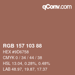 カラーコード: RGB 157 103 88 | qconv.com