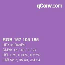 カラーコード: RGB 157 105 185 | qconv.com