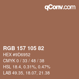 Color code: RGB 157 105 82 | qconv.com