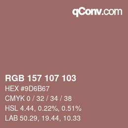颜色代码: RGB 157 107 103 | qconv.com