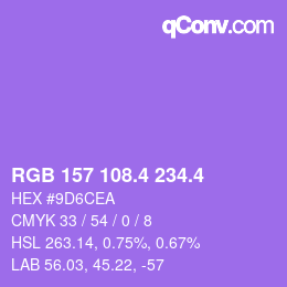 カラーコード: RGB 157 108.4 234.4 | qconv.com