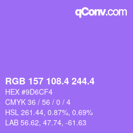 カラーコード: RGB 157 108.4 244.4 | qconv.com