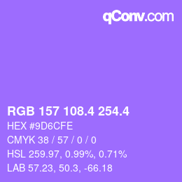 カラーコード: RGB 157 108.4 254.4 | qconv.com