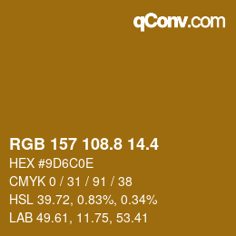 カラーコード: RGB 157 108.8 14.4 | qconv.com