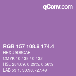 カラーコード: RGB 157 108.8 174.4 | qconv.com