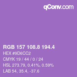 カラーコード: RGB 157 108.8 194.4 | qconv.com