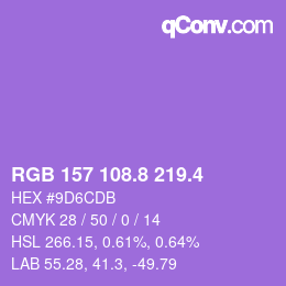 カラーコード: RGB 157 108.8 219.4 | qconv.com