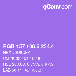 カラーコード: RGB 157 108.8 234.4 | qconv.com