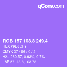 カラーコード: RGB 157 108.8 249.4 | qconv.com