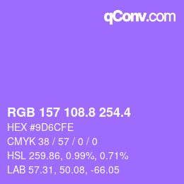 カラーコード: RGB 157 108.8 254.4 | qconv.com
