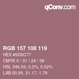 Código de color: RGB 157 108 119 | qconv.com