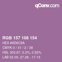 颜色代码: RGB 157 108 154 | qconv.com