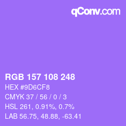 カラーコード: RGB 157 108 248 | qconv.com