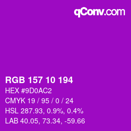 Color code: RGB 157 10 194 | qconv.com