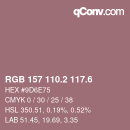 カラーコード: RGB 157 110.2 117.6 | qconv.com
