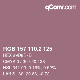 カラーコード: RGB 157 110.2 125 | qconv.com
