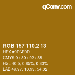 カラーコード: RGB 157 110.2 13 | qconv.com