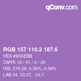 カラーコード: RGB 157 110.2 187.6 | qconv.com