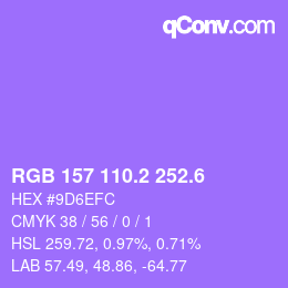 カラーコード: RGB 157 110.2 252.6 | qconv.com