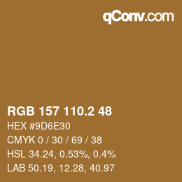 カラーコード: RGB 157 110.2 48 | qconv.com