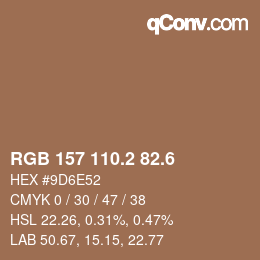 カラーコード: RGB 157 110.2 82.6 | qconv.com
