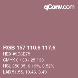 カラーコード: RGB 157 110.6 117.6 | qconv.com