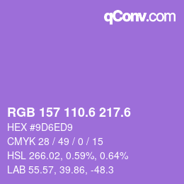 カラーコード: RGB 157 110.6 217.6 | qconv.com