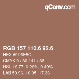 カラーコード: RGB 157 110.6 92.6 | qconv.com