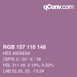 カラーコード: RGB 157 110 148 | qconv.com