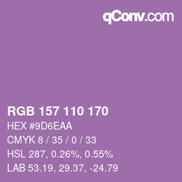Color code: RGB 157 110 170 | qconv.com