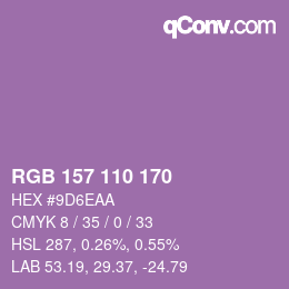 Color code: RGB 157 110 170 | qconv.com