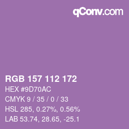 Farbcode: RGB 157 112 172 | qconv.com